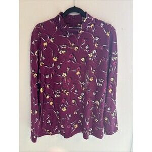 NWT Karen Scott Turtleneck Floral Women’s 2x Burgundy Long Sleeve